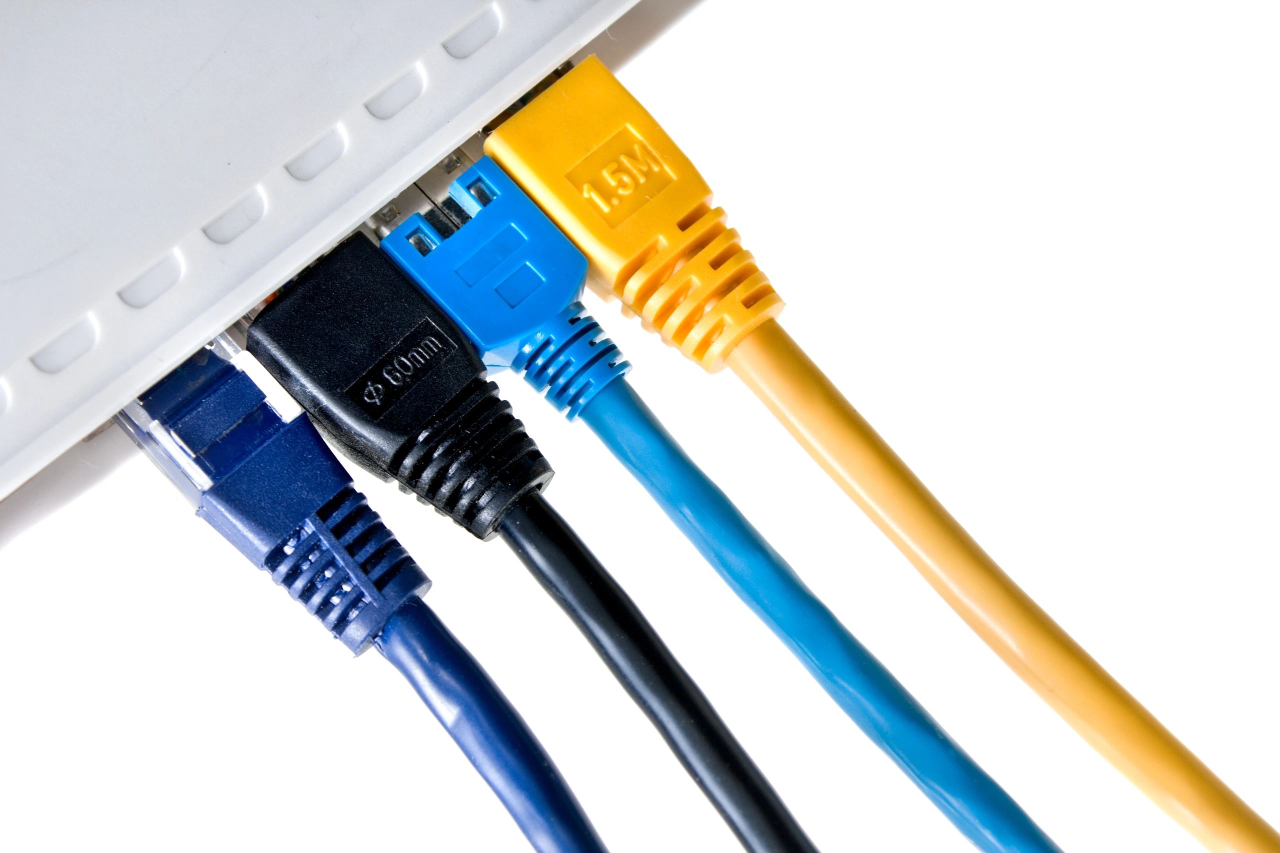 Ethernet cable connected to a router for stable streaming